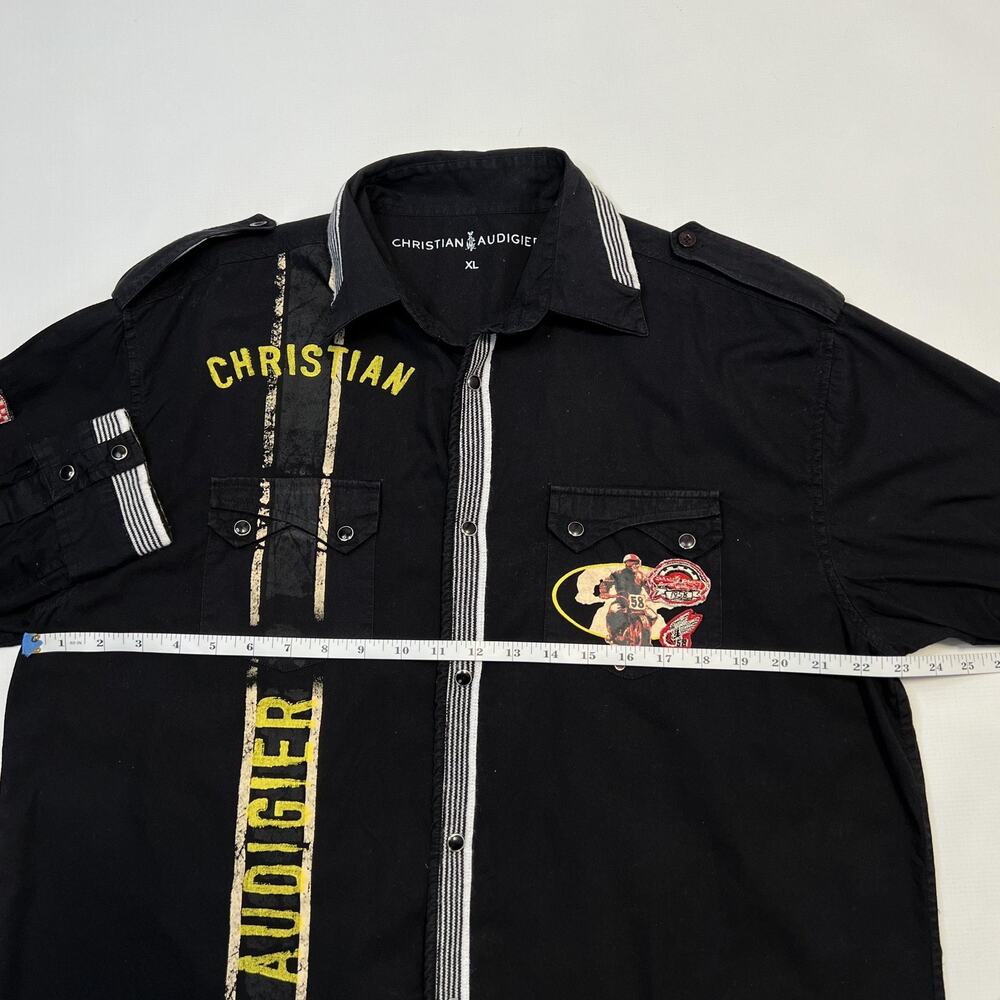 Christian Audigier Shirt Mens XL Black Racing Motorcycle Garage Parts Cotton 58 - Picture 12 of 16
